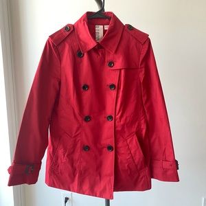 Red trench coat/Preppy style/Cotton texture